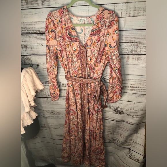 VENUS Paisley Print Linen Peach Pink Dress size 14 NWOT - Picture 16 of 16
